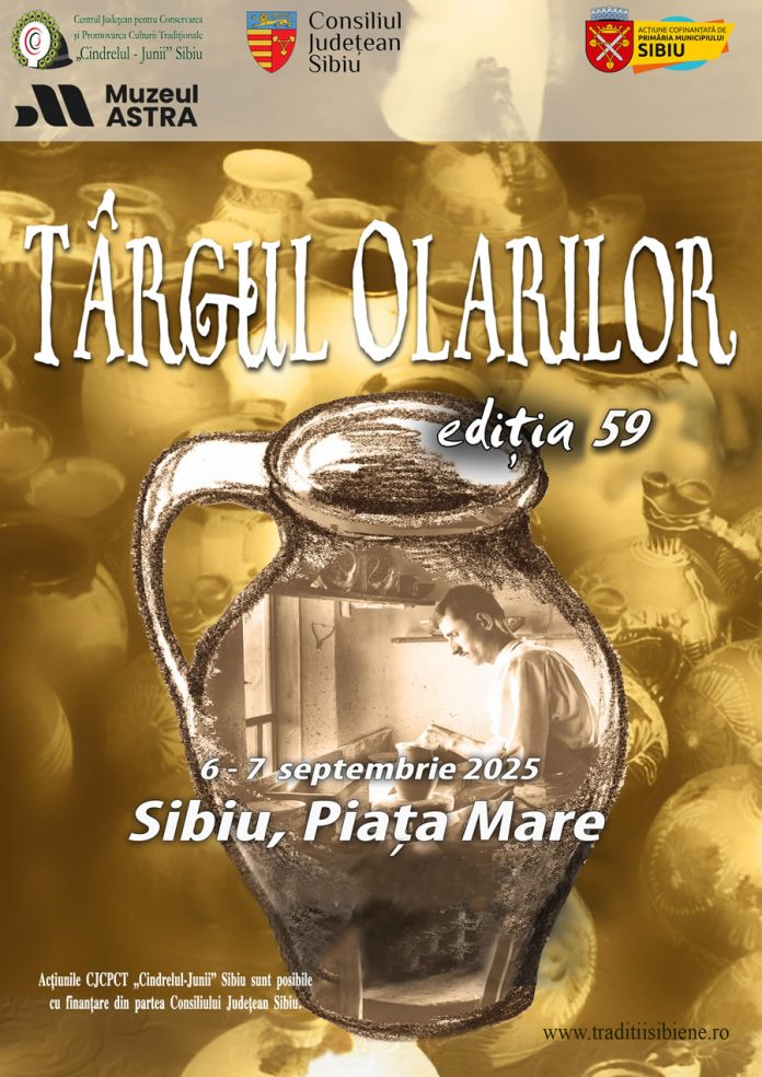 Târgul Olarilor 2025, Târgul Olarilor Sibiu, olari Sibiu, ceramică Sibiu, Piața Mare Sibiu, ateliere olărit Sibiu, meșteșug tradițional Sibiu, roata olarului experiență, ceramică utilitară Sibiu, degustare ceramică, cultură urbană ceramică, ceramică tradițională românească, ateliere lut Sibiu, meșteri olari România, folclor ceramică, ceramică contemporană, cultura ceramicii Sibiu, meșteșugari din Corund, Horezu olari, Braniștea ceramică, Vădastra olar, olărit demonstrativ, ateliere pentru copii ceramica, stand ceramică tradițională, ceramică decorativă, obiecte de lut, vas de lut, cană ceramică, farfurie decorativă, ceramică manuală, arta lutului, meșteșug viu, tradiție și inovație ceramică, atelier interactiv ceramică, Foto Corner ceramică, conferință ceramică Sibiu, ceramică utilitară în cultură urbană, prezentări ceramică, poveste olar, ceramică patrimoniu, ceramică practică, ceramică artizanală, ceramică gastronomică, ceramică și gastronomie, femei olari, artă ceramică femei, ceramică cu gust, vase alimentare lut, ceramică sănătoasă, ceramică sustenabilă, ceramică naturală, ceramică eco, ceramică promoțională, ceramică pentru turism, ceramică pentru colecționari, târg meșteșug Sibiu, meșteșuguri Sibiu, tradiție transilvăneană ceramică, olărit România, ceramică interactivă, ceramică educativă, ceramică în viața urbană, ceramică digitală Sibiu, ceramică inovativă, ceramică experimentală Sibiu, ceramică colecții, ceramică rețete, ceramică poveste, ceramică patrimoniu Sibiu, artă și ceramica, ceramică expoziție, ceramică Piața Mare, ceramică festival Sibiu, ceramică locală, parteneri ceramică Sibiu, sponsori ceramică Sibiu, buget cultural ceramică, organizare Târgul Olarilor, facilități vizitatori, eveniment cultural Sibiu, eveniment artă populară, ceramică tradițională eveniment, ceramică comunitate, ceramică interacțiune, ceramică vizuală, ceramică tactilă, ceramică modelare lut, ceramică colaborare, ceramică digitală, ceramică meșteșug, ceramică storytelling.